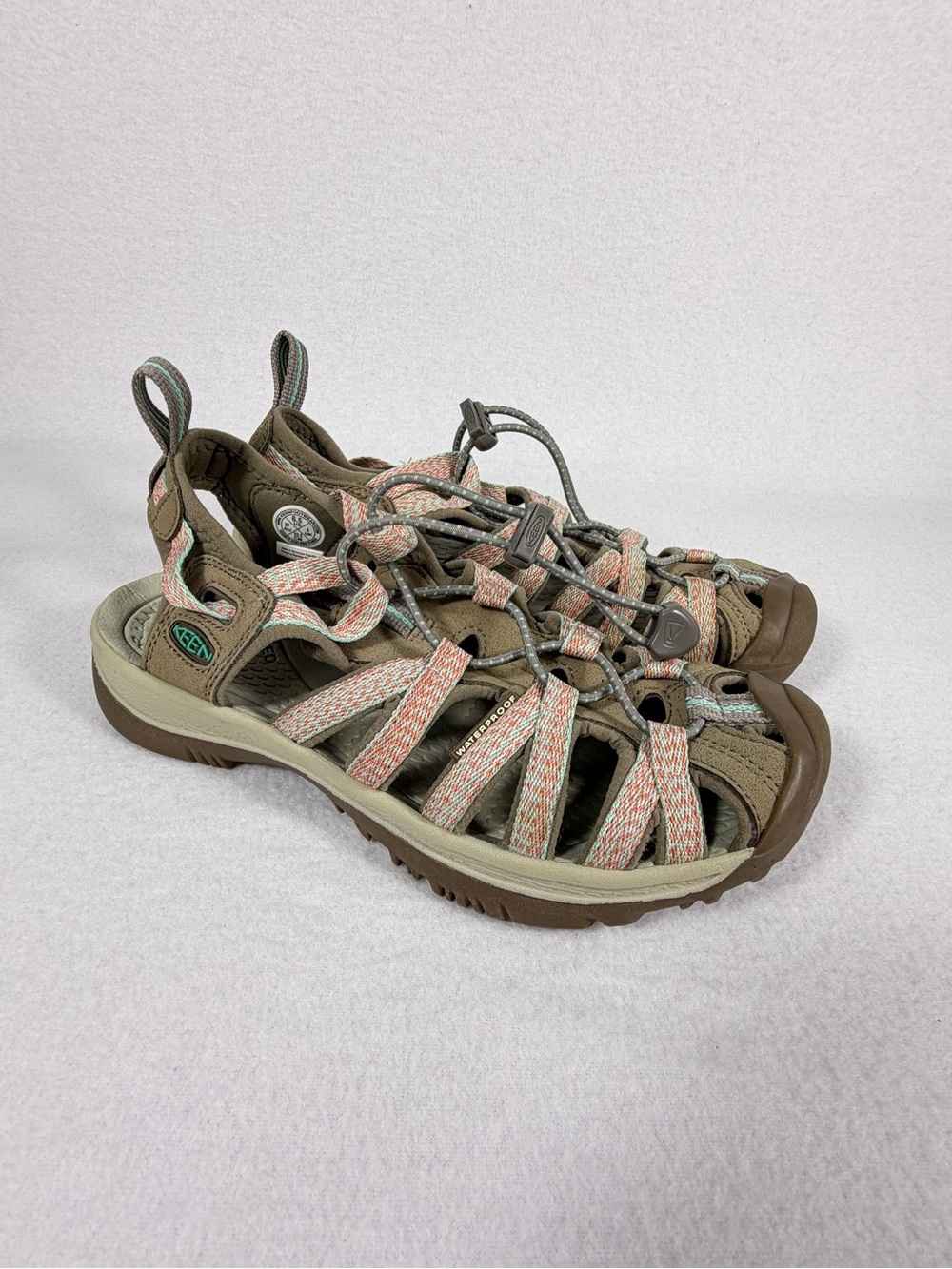 Keen Women's Strappy Outdoor Sandals in Tan and Coral
